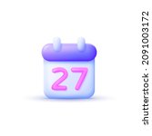 realistic calendar icon. 3d... | Shutterstock .eps vector #2091003172