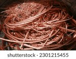 Small photo of Copper wire. Scrap old Copper Wire for recycling. Non-ferrous metals. Electrical wiring. Beryllium Copper wire. Bare bright. Bright and Shiny. Electrical Wires. Recycling.