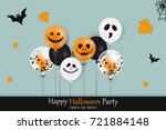 happy halloween party. holiday... | Shutterstock .eps vector #721884148