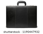 Black leather business briefcase on white background