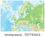 europe physical map. no text.... | Shutterstock .eps vector #707755312