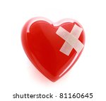 A red heart with adhesive...