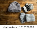 A Grey Winter Hat Gloves Scarf...
