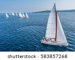Racing Sail Boat From Bird View ...