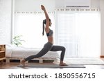 Small photo of Athletic Healthy Asian indian woman in sportswear workout excercise at home in bedroom,Young woman with slim body cardio aerobic exercises healthy lifestyle concept