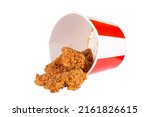 chicken fried spicy isolated on white background bucket.