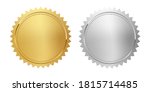 Golden and silver stamps isolated on white background. Luxury seals. Vector design elements
