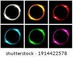 glowing neon circles set.... | Shutterstock .eps vector #1914422578