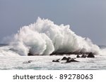 High Wave Breaking On The Rocks ...