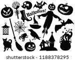 halloween monochrome stickers... | Shutterstock .eps vector #1188378295