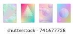 holographic cover set with... | Shutterstock .eps vector #741677728