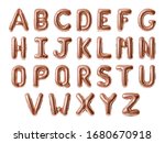 Set of letters A-Z, Rose gold foil balloon alphabet isolated on white background with Clipping Path