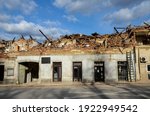 Damaged Buildings In Petrinja...