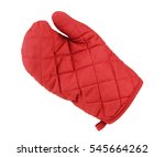 Kitchen red potholder in the form of gloves isolated on white background