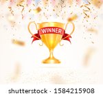 golden cup trophy with red... | Shutterstock .eps vector #1584215908
