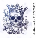 beautiful romantic skull with... | Shutterstock .eps vector #1187221852