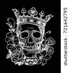 beautiful romantic skull with... | Shutterstock .eps vector #721642795