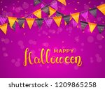 lettering happy halloween on... | Shutterstock . vector #1209865258