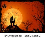 halloween night  black castle... | Shutterstock .eps vector #155243552