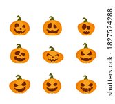 smiling pumpkins isolated on... | Shutterstock .eps vector #1827524288