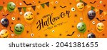 happy halloween banner. black... | Shutterstock . vector #2041381655