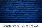 Blue Damaged Rustic Brick Wall...