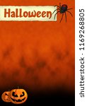 poster halloween pumpkin spider ... | Shutterstock . vector #1169268805