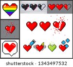 set of 8 bit pixelart hearts.... | Shutterstock . vector #1343497532