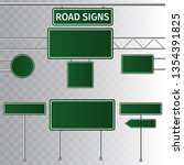 set of road green traffic signs.... | Shutterstock .eps vector #1354391825