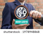 Small photo of Concept of ISO 9001:2015. ISO 9001 2015 Standards Quality Set. Quality management systems. Requirements.