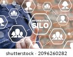 Small photo of Concept of information silo. Disparate big data storage, communicaton and processing. Shattered redundancy inefficiency of information repositories and silos.