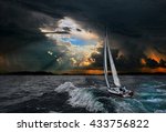 Sailboat In The Storm Sea.yacht ...
