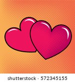 red hearts over halftone... | Shutterstock .eps vector #572345155
