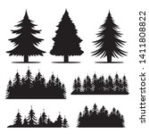 vector hand drawn forest trees... | Shutterstock .eps vector #1411808822