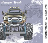 monster truck on the sport... | Shutterstock .eps vector #676835698