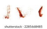 Small photo of Isolated pepper splashes on a white background. Explosion. Chile. Paprika. Spice. Hot pepper powder. Taste of pepper. Mexican. Element for the design. Flying powder