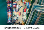 aerial view cargo ships loaded... | Shutterstock . vector #342952628