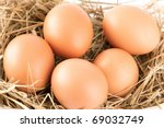 Macro Shoot Of Brown Eggs At...