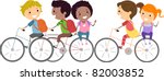 illustration of kids biking to... | Shutterstock .eps vector #82003852