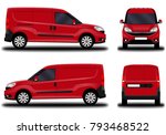 realistic cargo van. front view ... | Shutterstock .eps vector #793468522