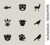 Set Of 9 Editable Animal Icons. ...