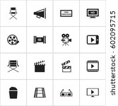set of 16 editable movie icons. ... | Shutterstock .eps vector #602095715