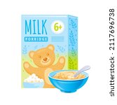 baby cereal food box  bowl and... | Shutterstock .eps vector #2117696738