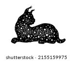 lynx cat silhouette. bobcat... | Shutterstock .eps vector #2155159975