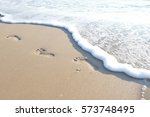 Footprint On Sand At The Beach. ...