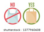 plastic bag and eco bag in flat ... | Shutterstock .eps vector #1377960608