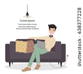 business man sitting on sofa... | Shutterstock .eps vector #638377228