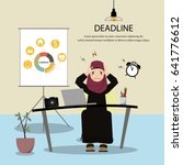 muslim woman works hard and has ... | Shutterstock .eps vector #641776612