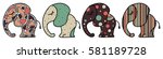 set of cute little elephant... | Shutterstock .eps vector #581189728