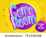 game room vector banner in... | Shutterstock .eps vector #751358188